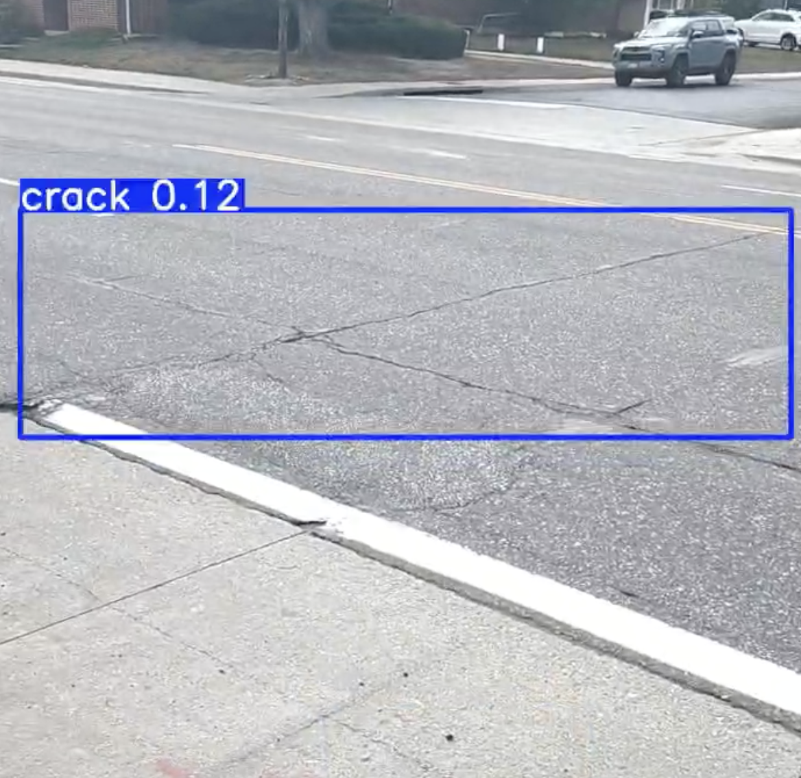 YOLO crack detection bounding box